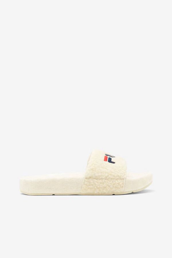 Slides Fila Mulher Creme/Azul Marinho/Vermelhas - Fila Fuzzy Drifter Portugal Lisboa,WENX-14268